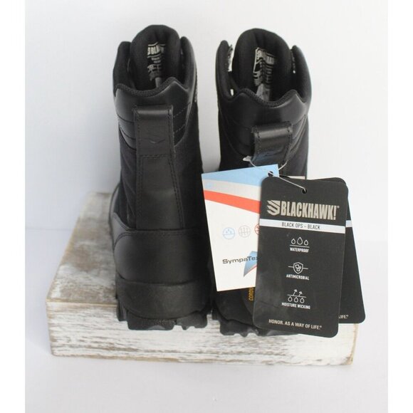 BLACKHAWK! Combat Boots Men's Size 5 Black Ops Leather Waterproof Cushioned - Picture 3 of 16